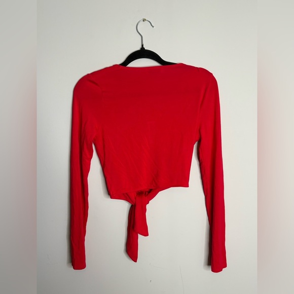 Babaton Red Long Sleeve Tie-Front Top - Picture 2 of 5